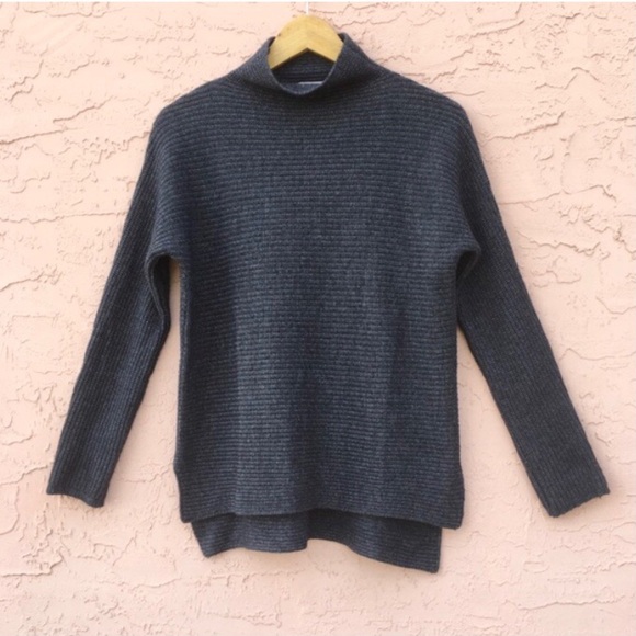 BENEDETTA B. Wool/Cashmere Blend Mock Neck Blue Sweater - Picture 2 of 14
